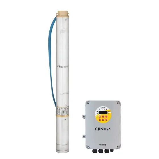 BOMBA SUMERGIBLE KOLOSAL 3" PARA BOMBEO SOLAR 1100 W. INCLUYE CONTROLAOR  Y KIT DE INSTALACIÓN DESCARGA 1.25" HEMBRA