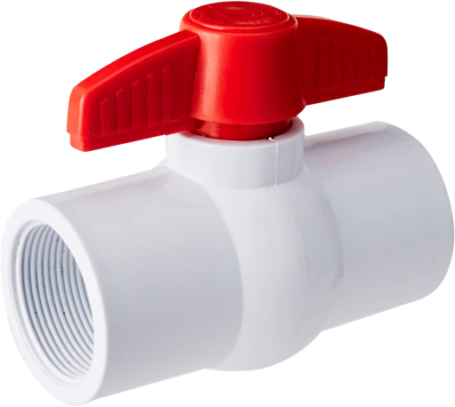 VALVULA ESFERICA EN PVC DE 1 1/2'' ROSCAR PARA RIEGO Y QUIMICOS TIPO PESADA