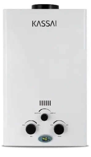 CALENTADOR DE PASO INSTANTANEO ESTÁNDAR KASSAI 10 LPM, 1.5 SERVICIOS, PARA GAS LP (PROPANO)